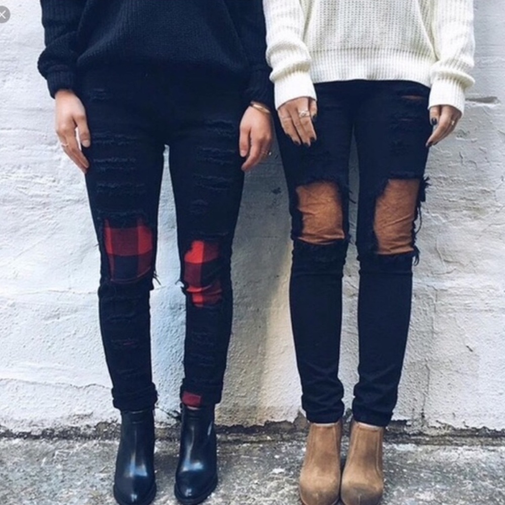 Carmar black distressed patches jeans